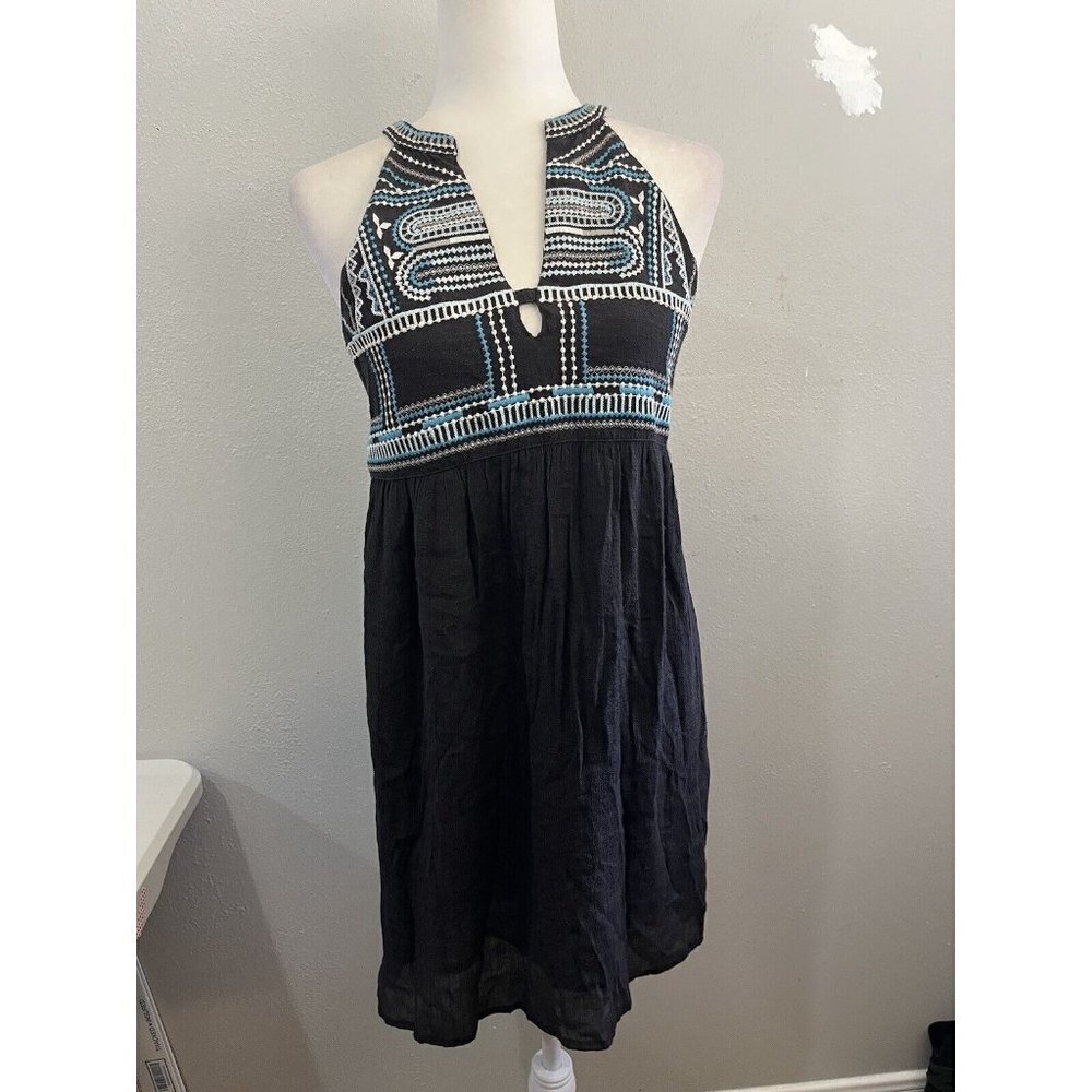 THML Dress Women Small Black Embroidered Boho Sleeveless